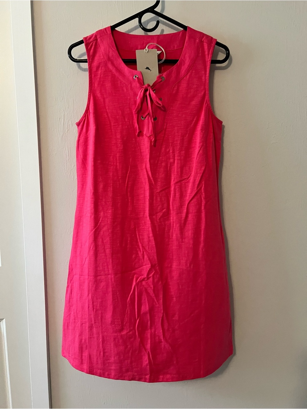 Tommy Bahama Hot Pink Sleeveless Lace-Up Shift Dress